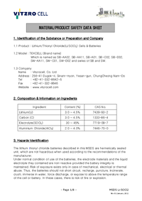 Thumbnail of document Data Sheet - BATT 3V6 1/2 AA Battery